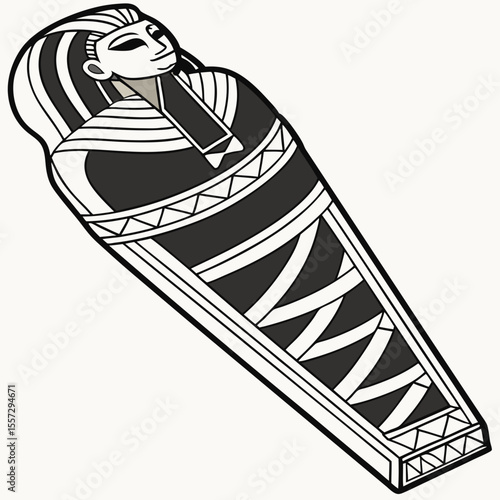 Egyptian sarcophagus black white stripes mummy ancient Egypt