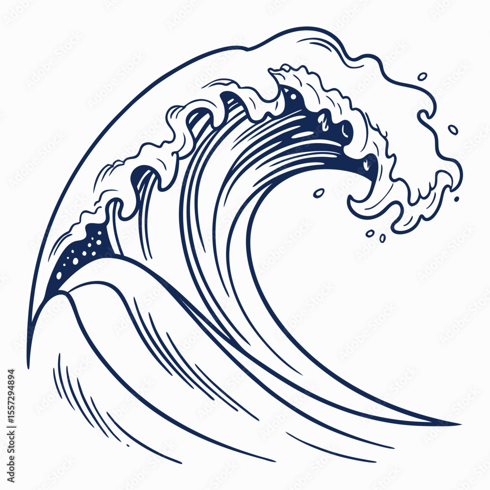 Naklejka premium Majestic ocean wave cresting with foam cresting wave