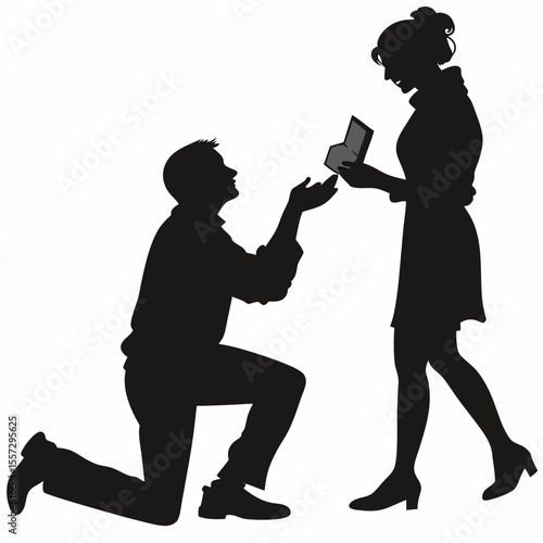 Man proposing to woman with ring box proposal engagement