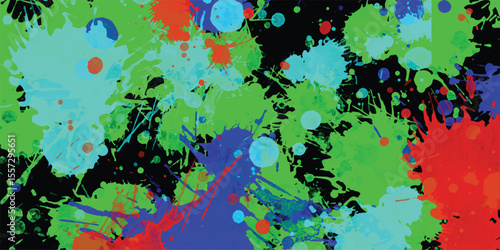 Photography Colorful paint splashes and splatters abstract background vibrant shades of blue