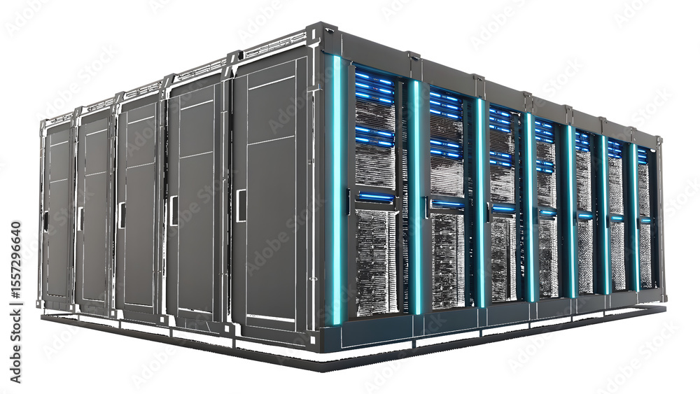 Futuristic server racks with blue lighting data center Futuristic server racks with blue lighting data center