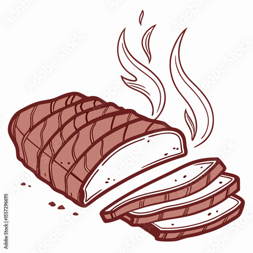 Sliced smoked brisket with steam meat food
