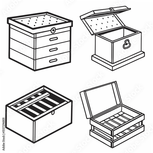 Beehive boxes and smoker beekeeping apiary