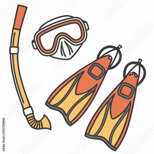 Snorkel mask and fins diving swimming