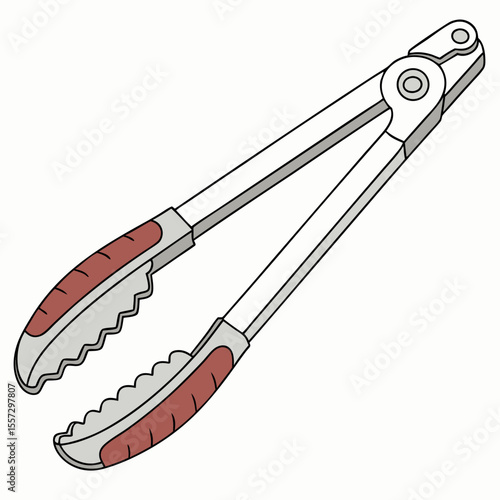 Silver and red kitchen tongs cooking serving