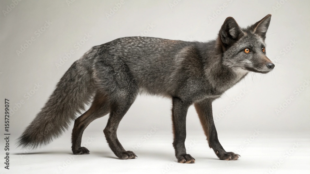 Naklejka premium Gray Fox on studio background