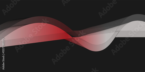 Abstract reed smooth wave on black background. Dynamic sound wave. Design element. Vector illustration modern.