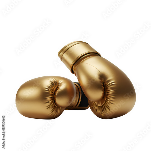 Golden boxing gloves, symbolizing victory, strength, and championship. Isolated on white or transparent background. PNG format.