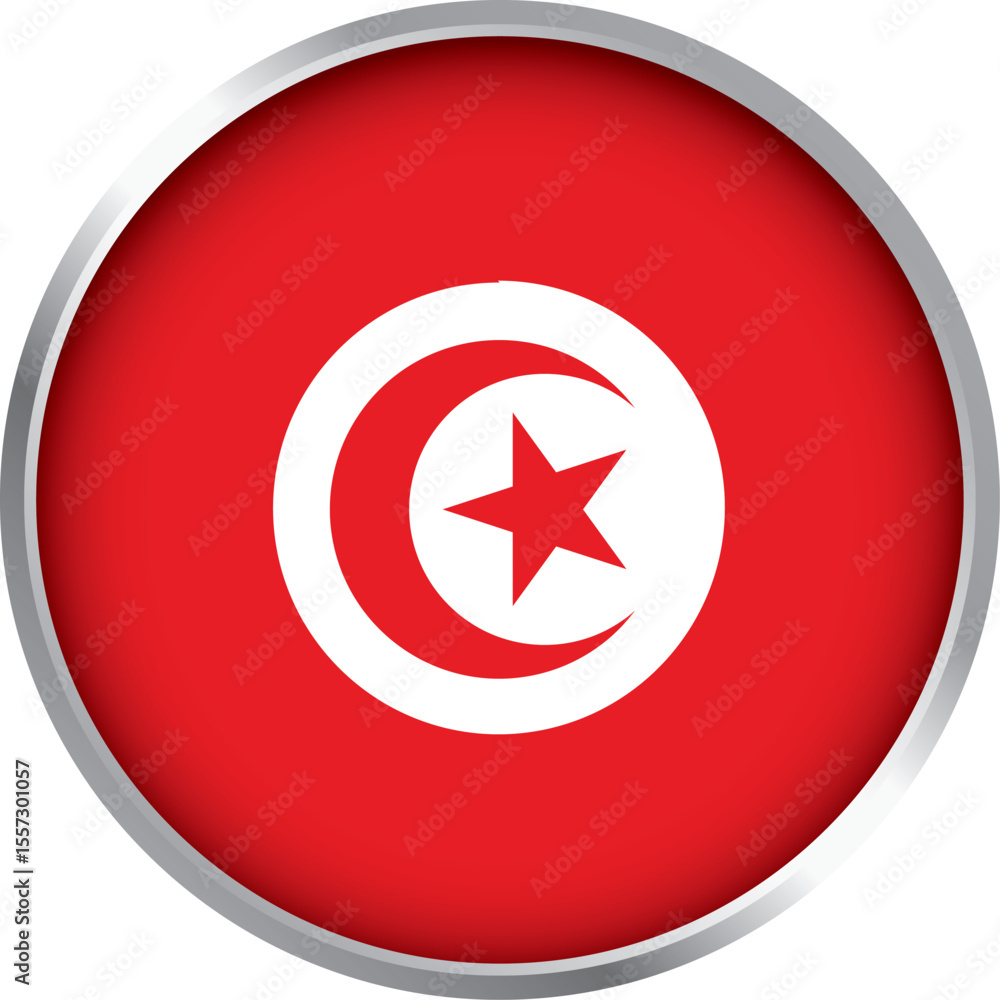 round icon of tunisia national flag with red background, white circle, crescent moon and five-pointed star
round icon of tunisia national flag with red background, white circle, crescent moon and five-pointed star