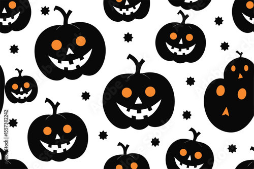Spooky jackolantern pattern isolated on white background