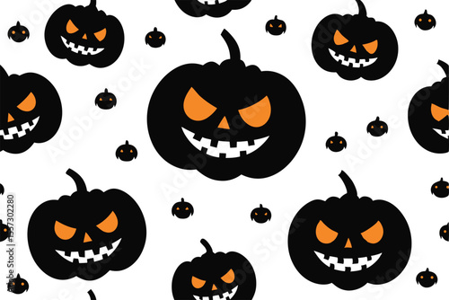 Spooky jackolantern pattern isolated on white background