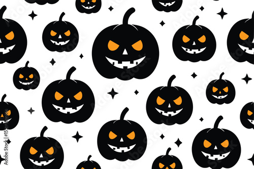 Spooky jackolantern pattern isolated on white background