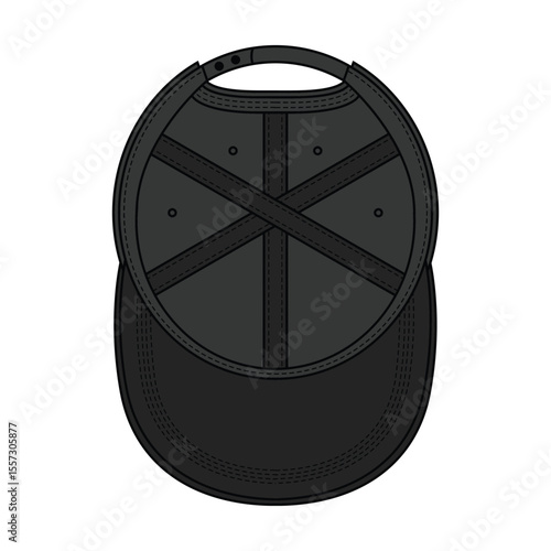 Top View Trucker Cap Vector, Black Hat Illustration for Mockups And Design Templates.