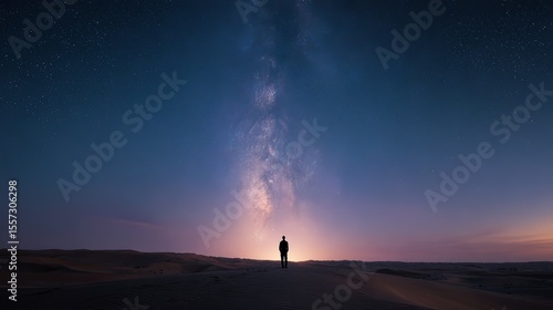 Wallpaper Mural man standing in desert under starry night sky Torontodigital.ca