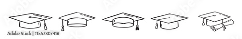 graduation hat set hand drawn doodle graduation hats sketch line education college student success
