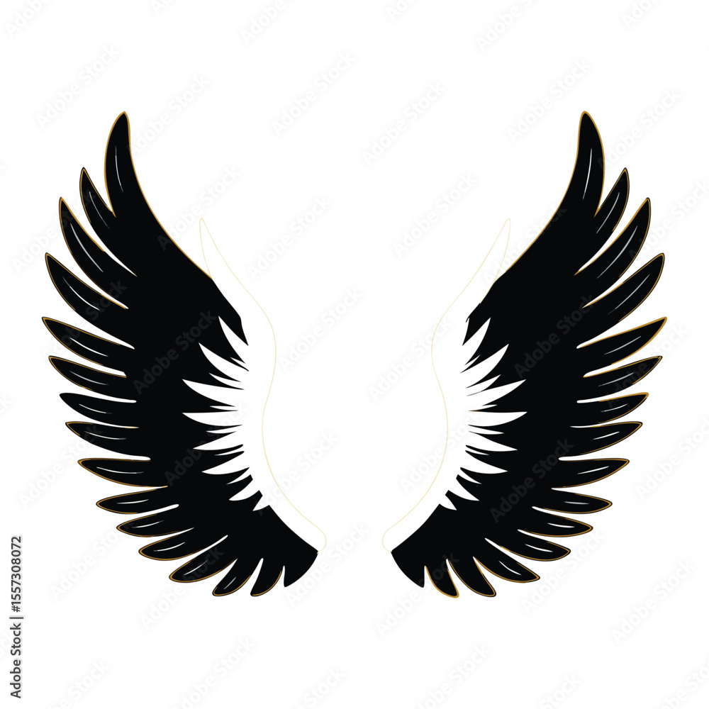 Obraz premium Eagle with wings vector illustration featuring flying bird silhouette and tattoo design