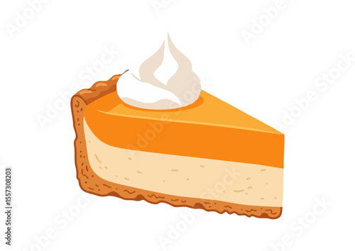 Slice of pumpkin cheesecake with whipped topping 
