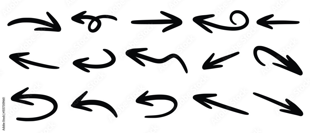 hand drawn arrow icon set isolated white background doodle vector illustration hand drawn arrow icon set isolated white background doodle vector illustration