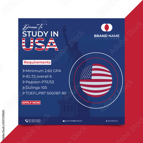 Study Abroad Editable Educational Social Media Post Template