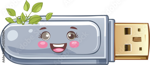 Adorable USB Flash Drive Blushing with a Shy Smile