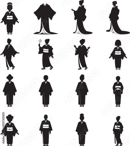 Japanese kimono silhouettes traditional clothing