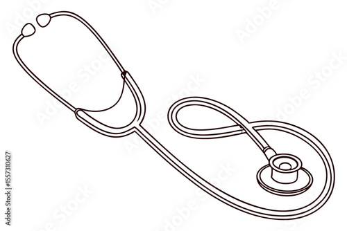 Stethoscope in line art medical instrument sketch for healthcare themes
