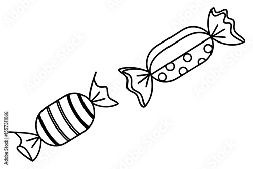 Candy in one line drawing sweet treat minimal art on white background