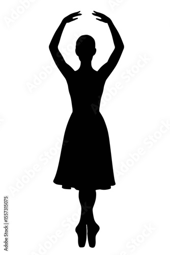 Silhouette of ballet dancer in classical dance pose expressing elegance