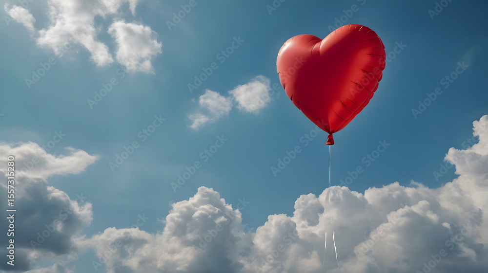 Fototapeta premium heart shaped balloon in the sky