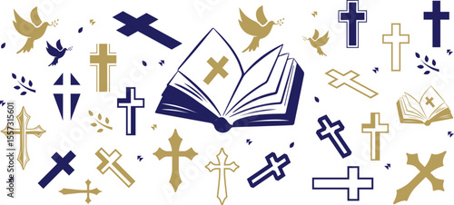 Christian building church catholic doodle hand drawn icon. Outline drawing Christian building catholic church line clipart symbol