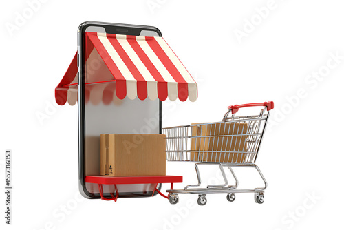 Online shopping, e commerce, mobile store concept.