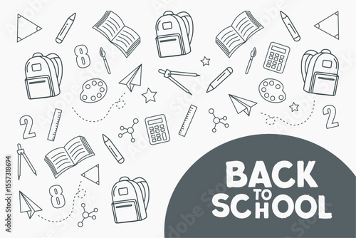 set of icons for back to school