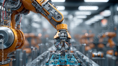 Wallpaper Mural robotic arm assembling electronics in clean factory  Torontodigital.ca