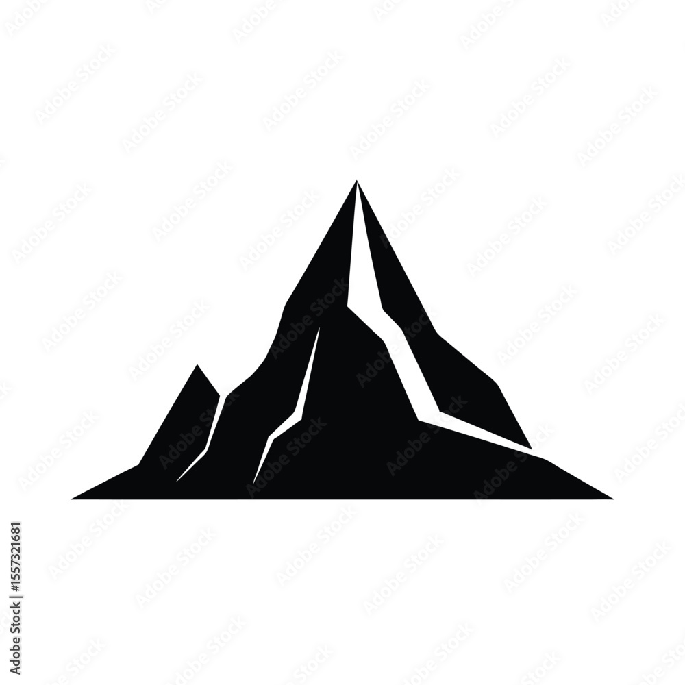 Fototapeta premium Majestic Mountain Peak Black and White Vector Illustration
