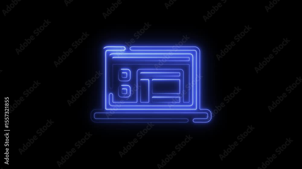 Glowing Neon Laptop Icon Animation Loop Digital Technology Concept Modern Interface Design Glowing Neon Laptop Icon Animation Loop Digital Technology Concept Modern Interface Design