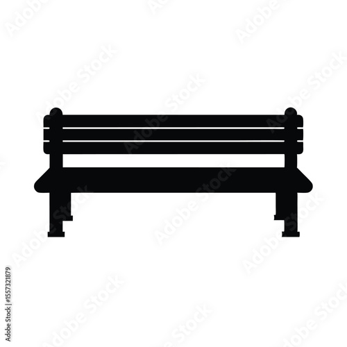 Simple Black Silhouette Park Bench Illustration