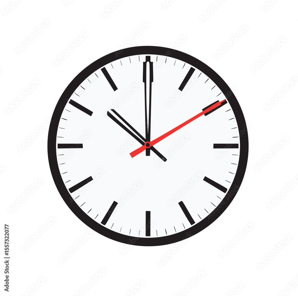 Black clock face with red Black clock face with red