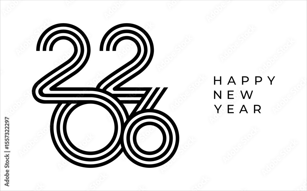 Fototapeta premium 2026 Happy New Year design vector illustration. Unique 2026 logo design template.