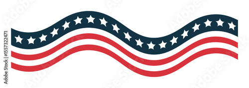 Stylised Waving American Flag Ribbon Banner
