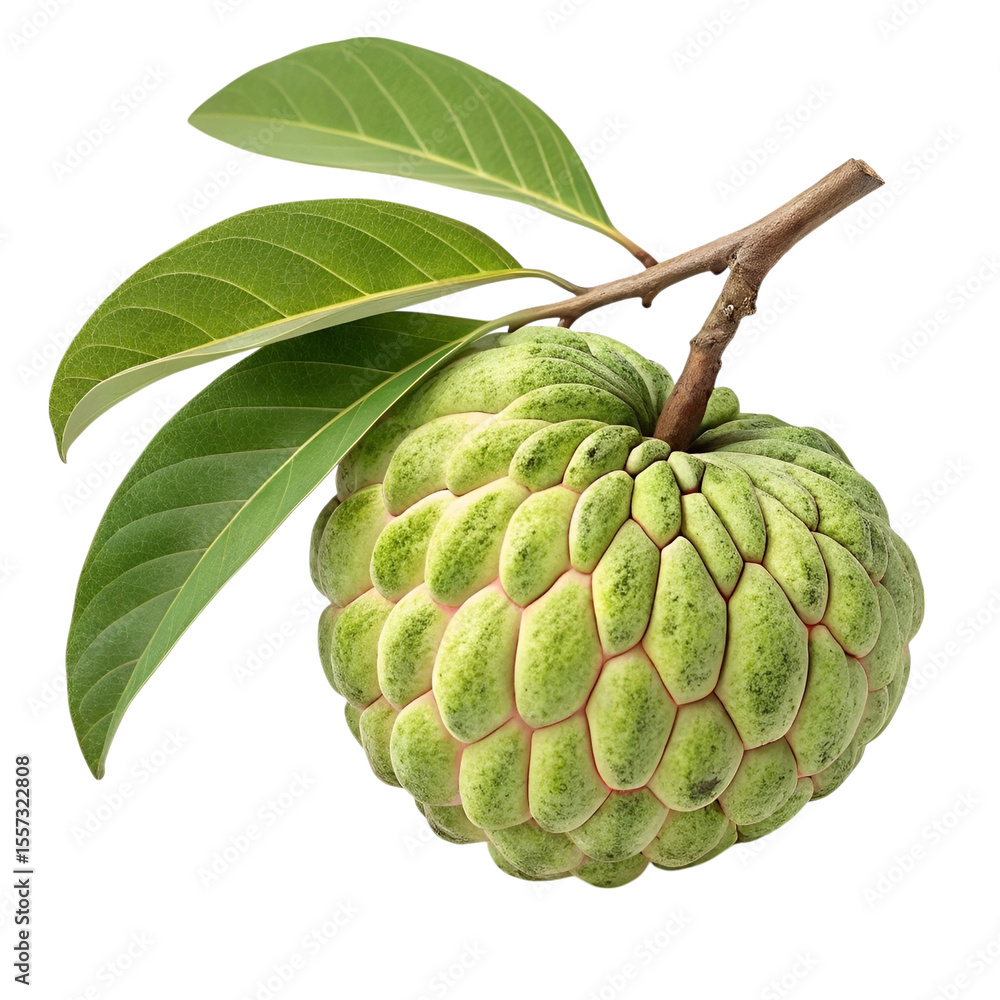 Fototapeta premium Whole Custard Apple Fruit Isolated on Transparent Background