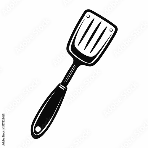 Monochrome Illustration of a Kitchen Spatula for Culinary Arts and Cooking Enthusiasts