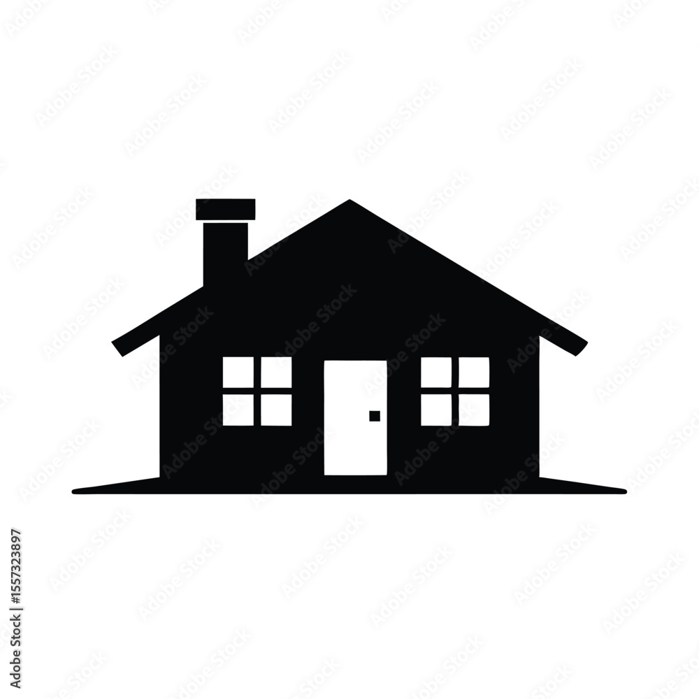 Simple Black Silhouette House Icon Home Sweet Home Illustration Simple Black Silhouette House Icon Home Sweet Home Illustration