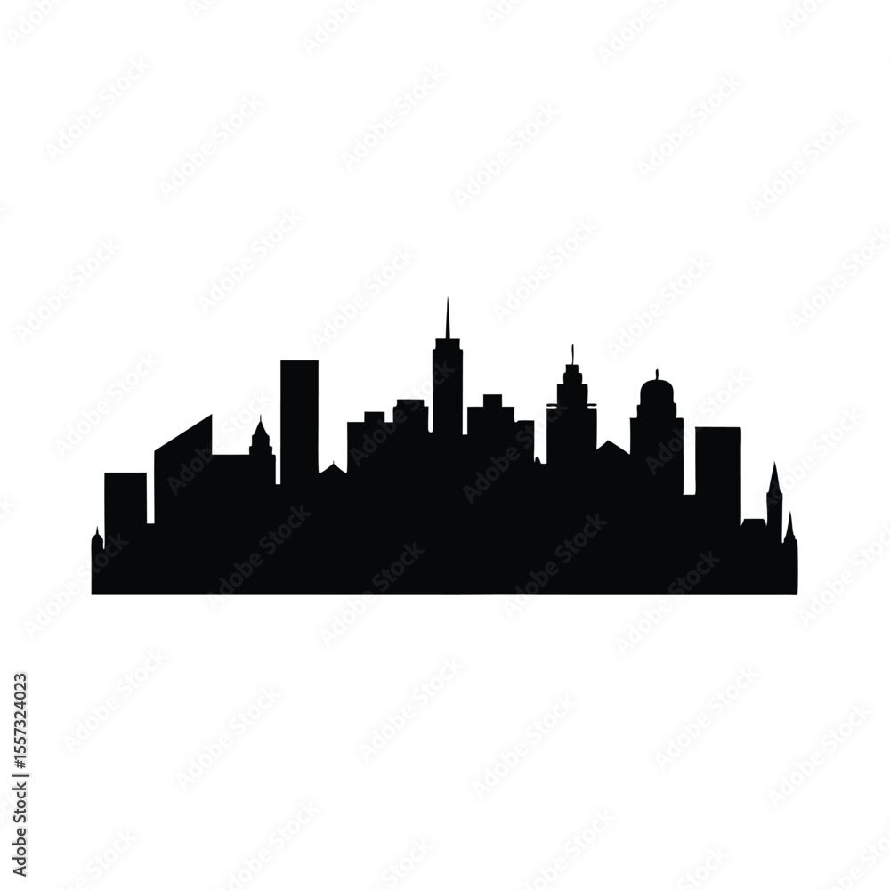 Naklejka premium Cityscape Silhouette Urban Skyline Vector Illustration