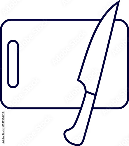 Vector illustration of Cutting board with knife. kitchen knife on cutting board. chopping board and kitchen knife