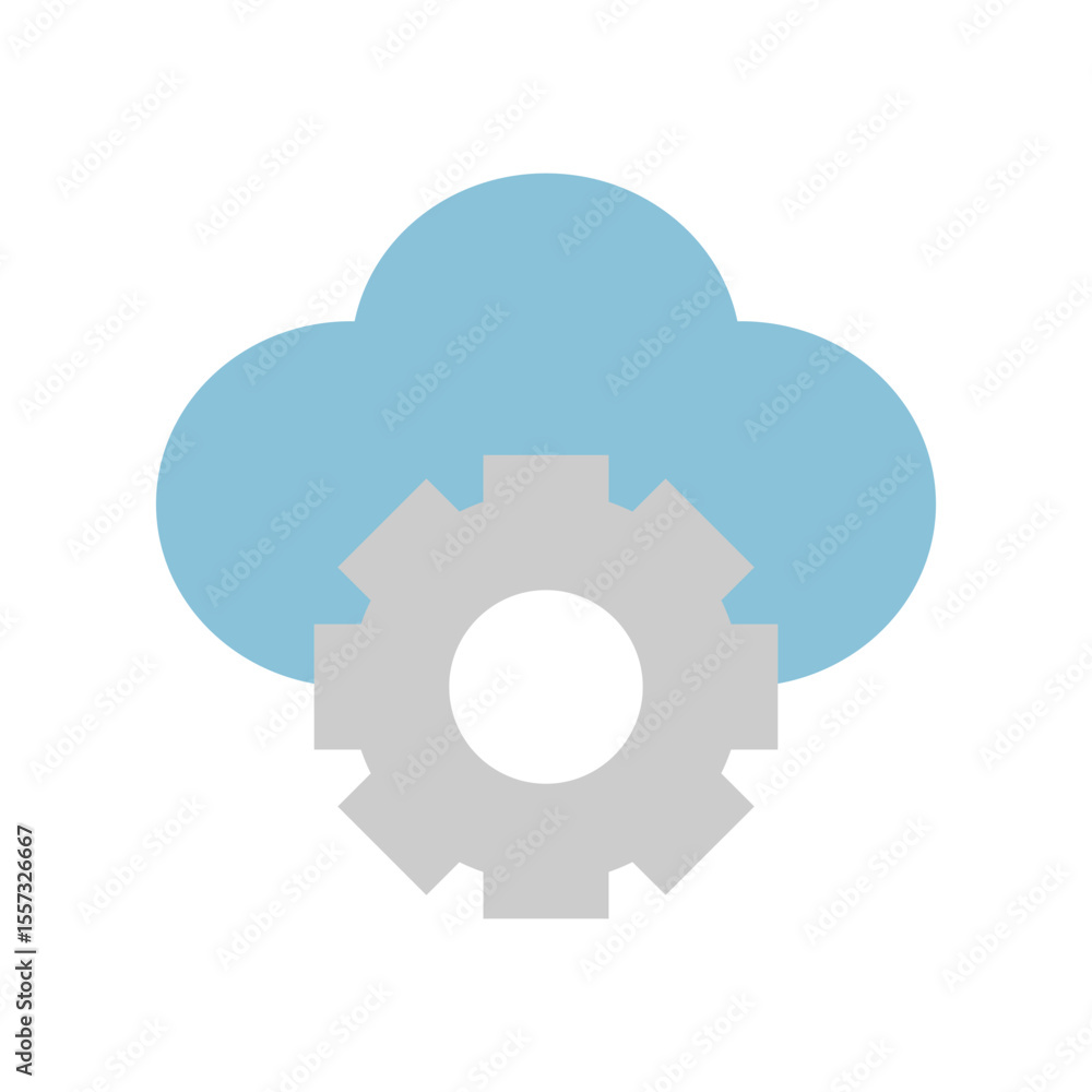 Vector illustration of a Cloud Setting in flat style isolated in white background Vector illustration of a Cloud Setting in flat style isolated in white background