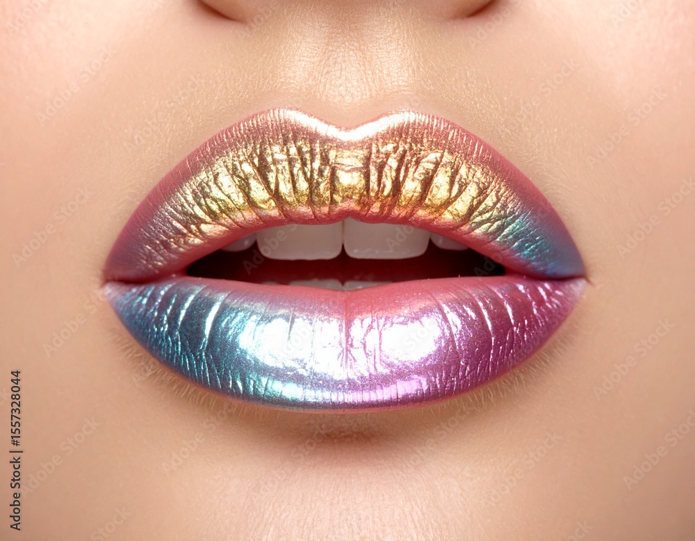 Fototapeta premium Iridescent Lips Close-Up