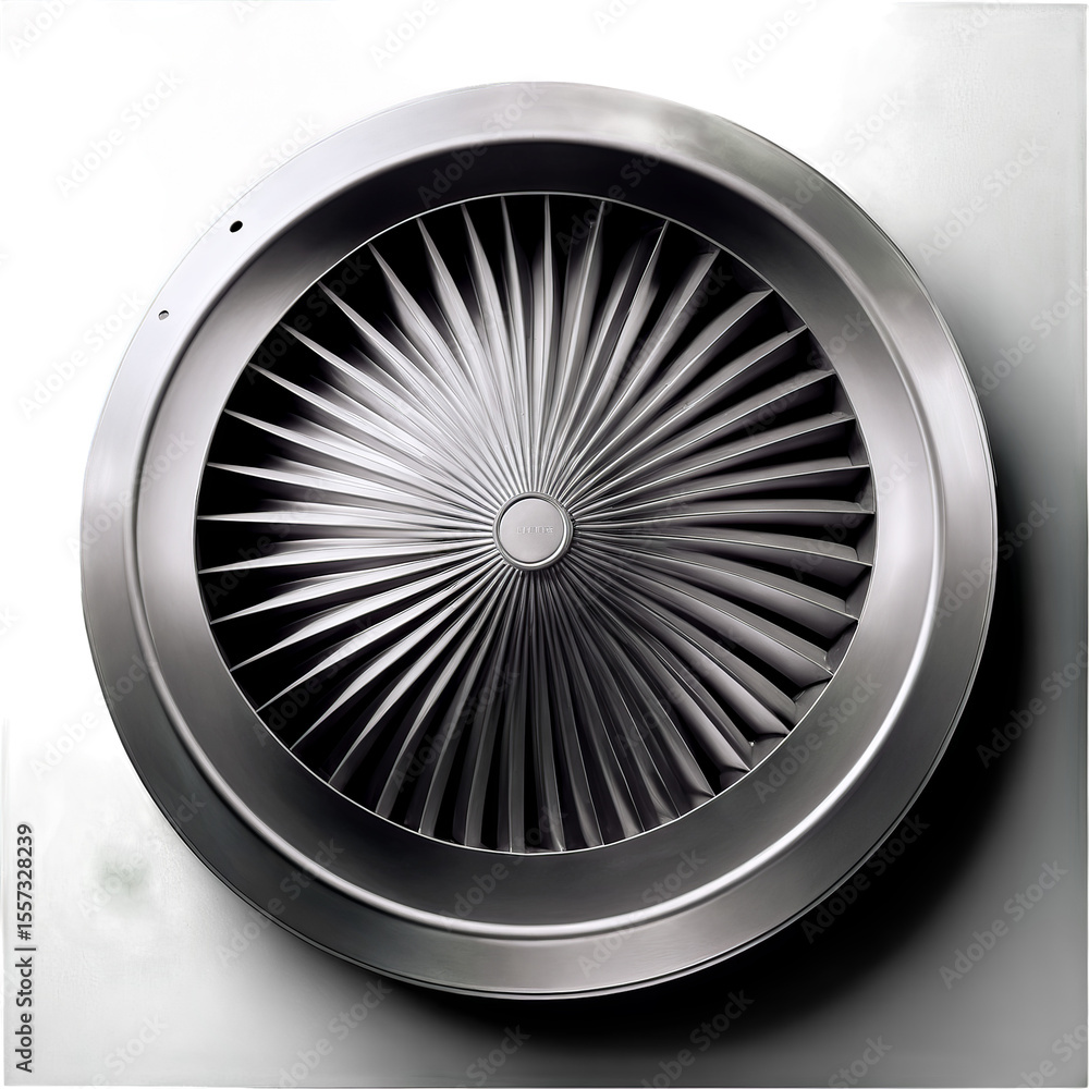 Jet turbine style ventilation duct cap with radial blades on transparent background Jet turbine style ventilation duct cap with radial blades on transparent background