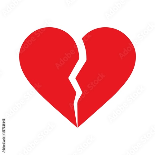 Red heart vector illustration: a romantic symbol of love and romance, perfect for Valentine's Day designs red Brocken heart vector