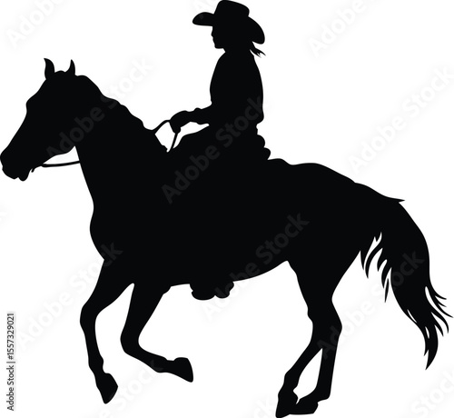Cowboy riding horse, rodeo silhouette, western rider icon, set  wild west vector, bucking horse graphic
