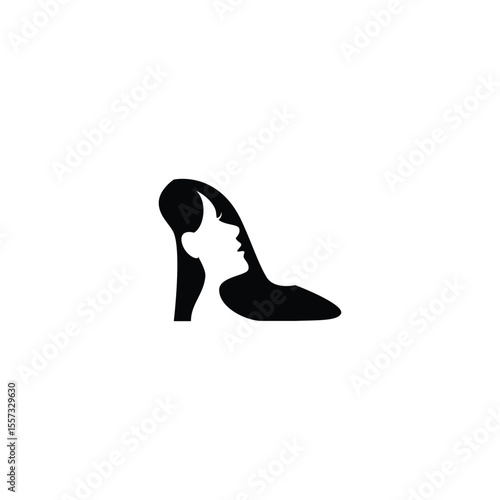 vector illustration of woman's face and high heels for icon,symbol or logo